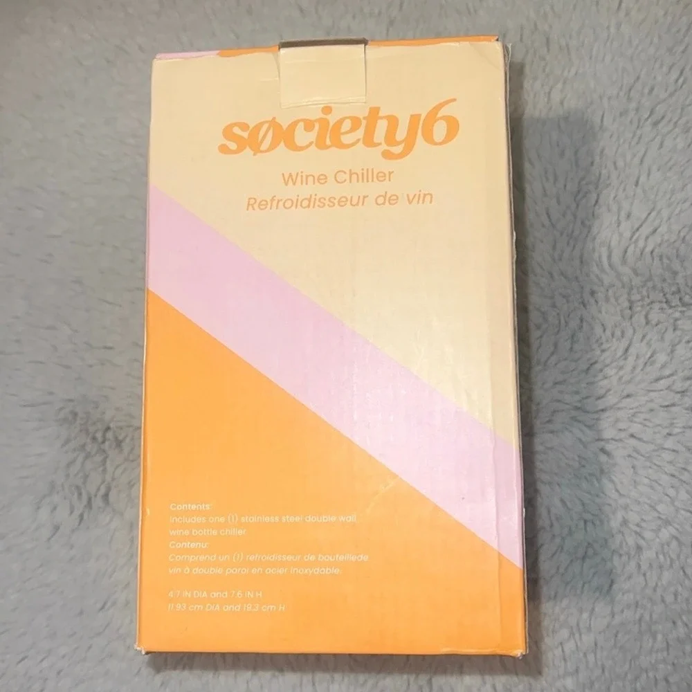Society6 Mod Wine Chiller Double Wall Stainless Steel‎ Orange Tan New In Box